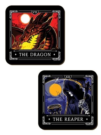 Deadly Tarot Legends - Le Dragon, l'Esprit, le Mothman, le Reaper Ensemble de 4 dessous de verre 3