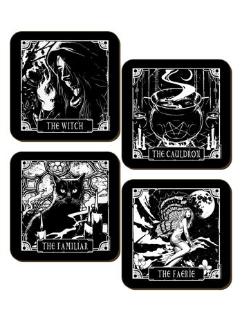 Deadly Tarot The Witch, The Cauldron, The Familiar & The Faerie Ensemble de 4 sous-verres 1