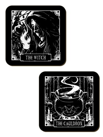Deadly Tarot The Witch, The Cauldron, The Familiar & The Faerie Ensemble de 4 sous-verres 3