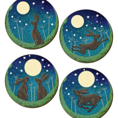 Lunar Hares 4 Piece Coaster Set