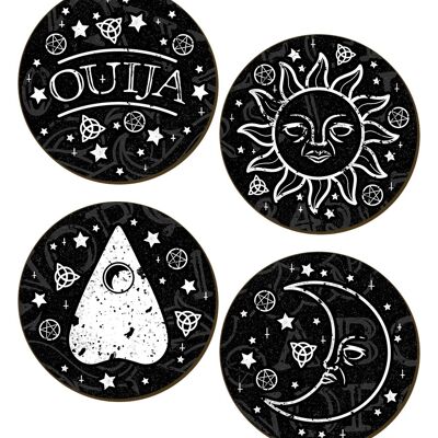 Juego de posavasos Ouija de 4 piezas