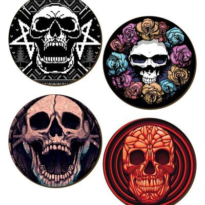 Set di 4 sottobicchieri Skull Frenzy