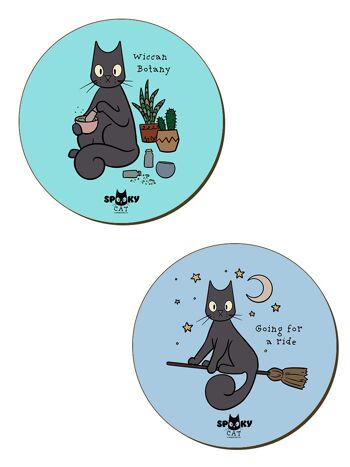 Sous-verres Spooky Cat Witchcraft - Lot de 4 2