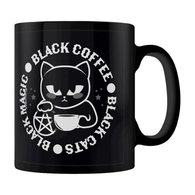 Gatos negros, magia negra, taza de café negra
