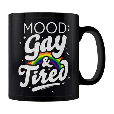 Estado de ánimo: taza negra gay y cansada