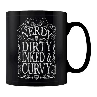 Nerdy Dirty Inked & Curvy schwarze Tasse
