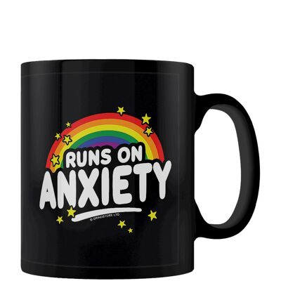 Runs on Anxiety Black Mug