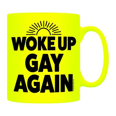 Tazza al neon gialla svegliato di nuovo gay