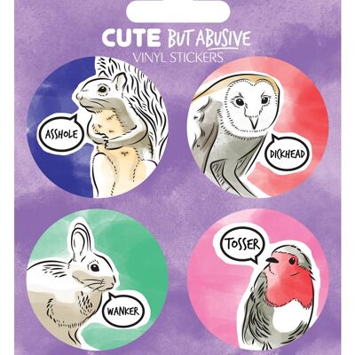 Cute But Abusive - Robin, Rabbit, Squirrel, Owl Vinyl Sticker Set