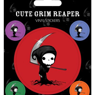 Ensemble d'autocollants en vinyle mignon Grim Reaper