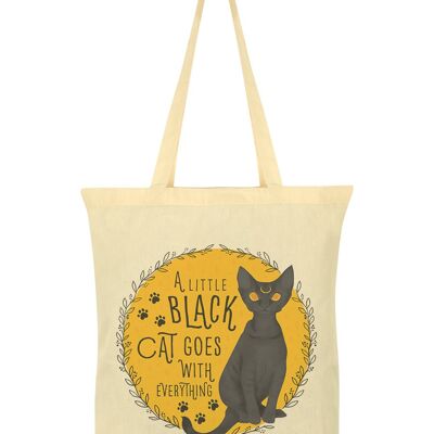 A Little Black Cat Goes With Everything Cream Tote Bag