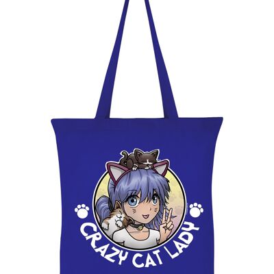 Sac fourre-tout Crazy Cat Lady bleu royal