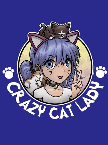 Sac fourre-tout Crazy Cat Lady bleu royal 3
