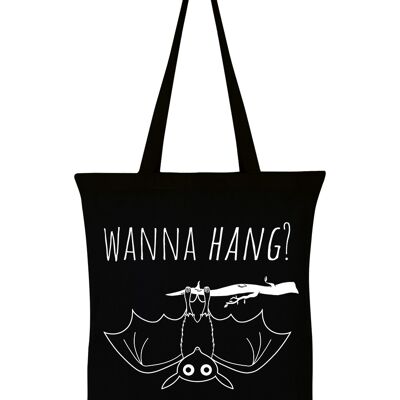 Cute Bat Wanna Hang? Black Tote Bag