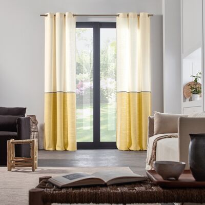 JOAO White and yellow eyelet curtain 145x285 cm