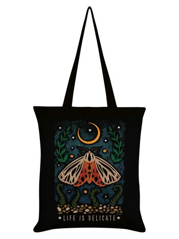 Gentle Nature Life Is Delicate Black Tote bag 1