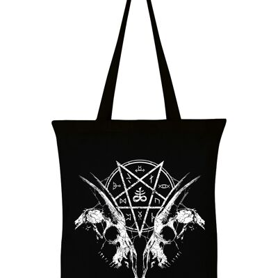 Ziegen-Schädel-Pentagramm-Schwarz-Einkaufstasche