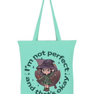Kooky Witch Not Perfect And That's Okay Mint Green Tote Bag