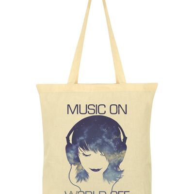 Music On World Off Cream Tote Bag