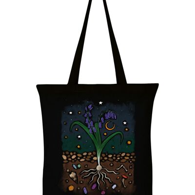 Borsa tote nera Mystical Roots Stay Grounded