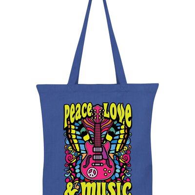 Peace, Love & Music Blue Tote bag