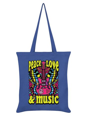 Peace, Love & Music Blue Tote bag 1