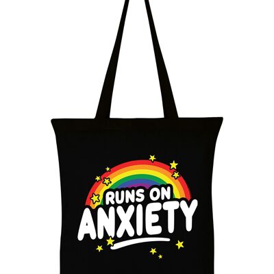 Runs On Anxiety Black Tote Bag