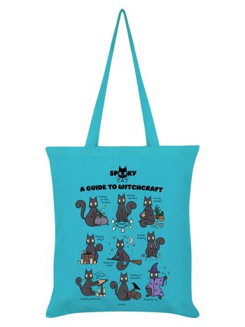 Spooky Cat Un guide de la sorcellerie bleu azur Tote bag 1