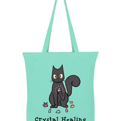 Spooky Cat Crystal Healing Vert Menthe Tote bag