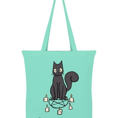 Spooky Cat Hexing Enemies Mint Green Tote Bag