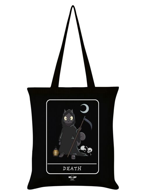 Spooky Cat Tarot Death Black Tote Bag