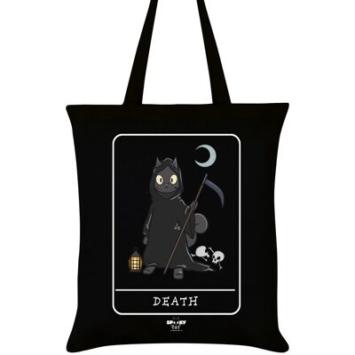 Spooky Cat Tarot Death Black Tote Bag