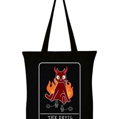 Spooky Cat Tarot Le Diable Noir Tote bag