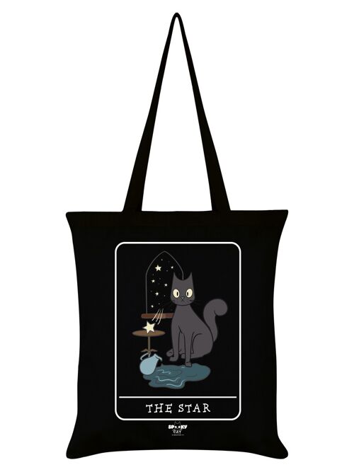 Spooky Cat Tarot The Star Black Tote Bag