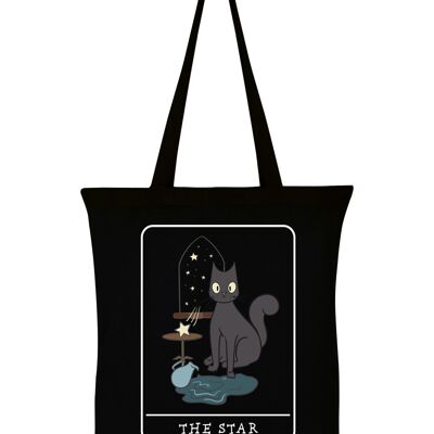 Spooky Cat Tarot The Star Black Tote Bag