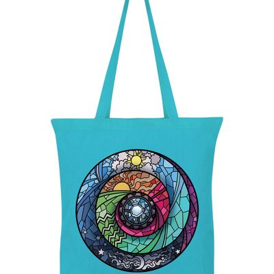 Borsa tote blu azzurra con spettroscopio in vetro colorato