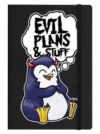 Psycho Penguin Evil Plans & Stuff Carnet de notes à couverture rigide A5 Noir 1