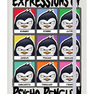 Taccuino A5 con copertina rigida in crema Psycho Penguin Expressions