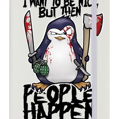 Psycho Penguin I Want To Be Nice Cream A5 Hard Cover Notebook