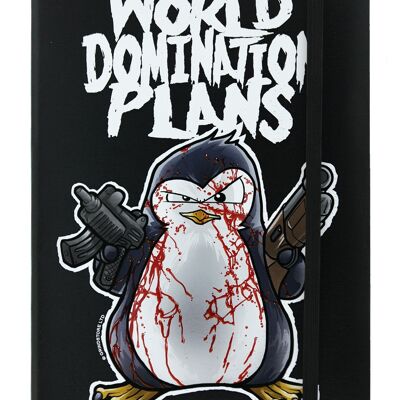 Psycho Penguin World Domination Plans A5 Notizbuch mit festem Einband