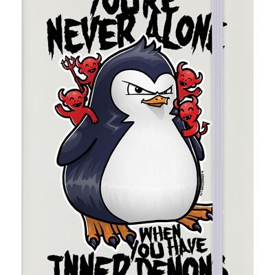 Psycho Penguin You're Never Alone When You Have Inner Demons Cream A5 Hard Cover Notebook