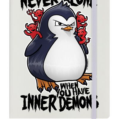 Psycho Penguin You're Never Alone When You Have Inner Demons Cream A5 Hard Cover Notebook