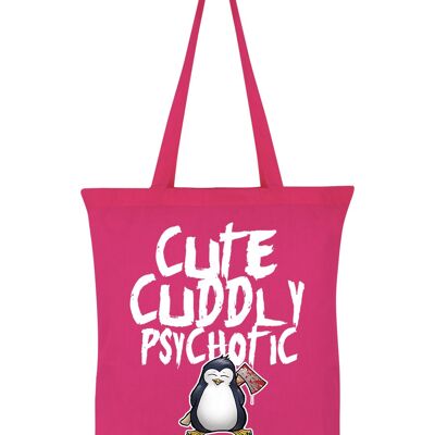 Psycho Penguin Cute Cuddly Psychotic Pink Tote Bag