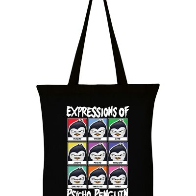 Psycho Penguin Expressions Black Tote Bag