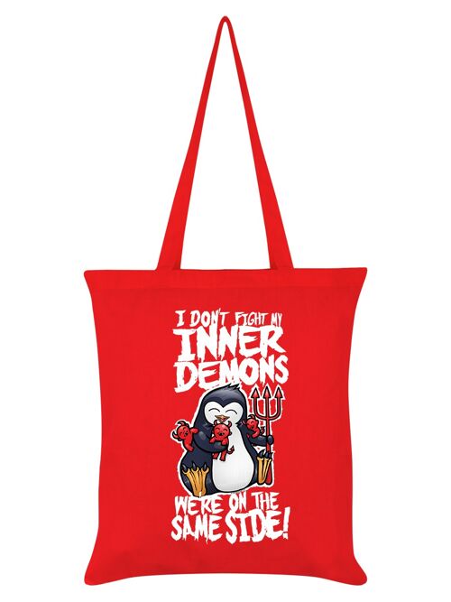Psycho Penguin Inner Demons Red Tote Bag