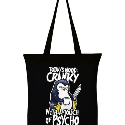 Psycho Penguin Today's Mood: Cranky Black Tote Bag