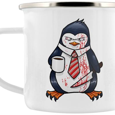 Psycho Penguin Not A Morning Person Taza esmaltada