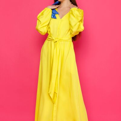 LUISA DRESS - Maxi Kaftan Dress with Front Slit +
Belt