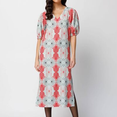 Maxi Puff Sleeved Dress with Side Slits
