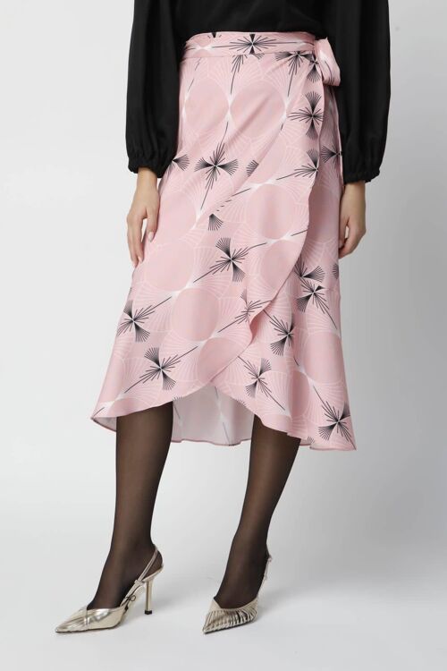 Midi Wrap Skirt with Ruffles